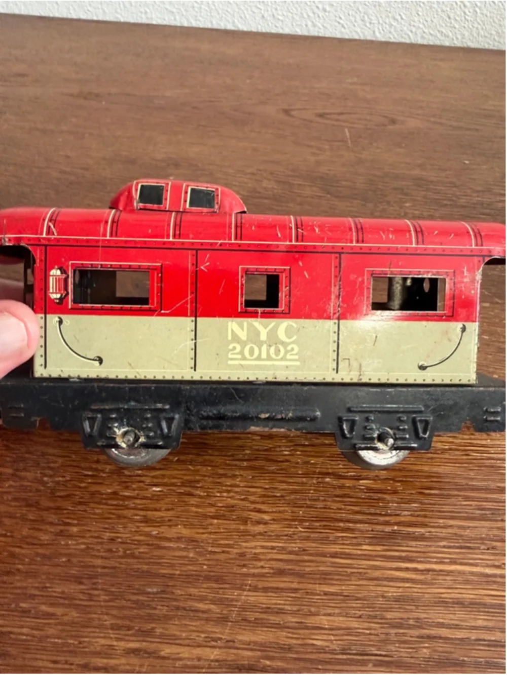 Vintage Marx NYC 20102 Caboose Tin Litho Train Car O Gauge New York Central Red